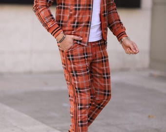 Men&#39;s Plaid Patterned Tracksuit - The Meeting of Sport and Elegance
