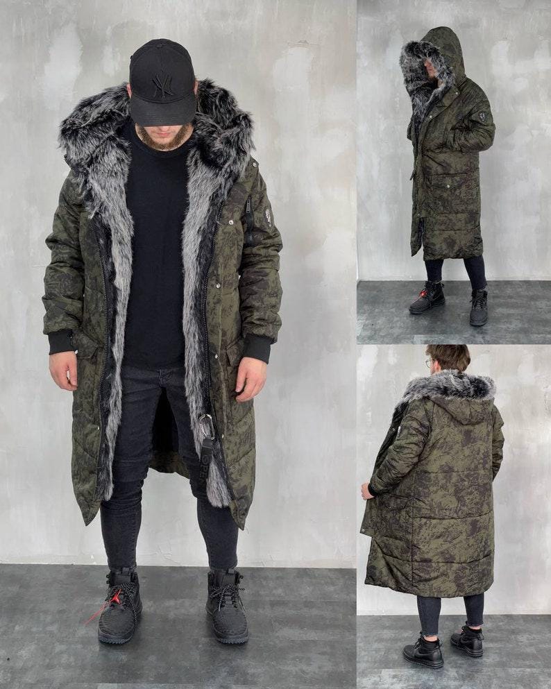 Mens Long Parka 10 colors, Warm Winter Luxury Parka, men's valentines gift, Fur Hooded Coat, Winter Mens Parka on a SALE,Long Jackets