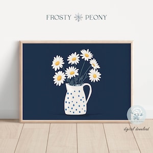Minimalist Daisies Vase Art Print | Contemporary Floral Wall Art | Modern Botanical Printable Art JPG | Digital Download