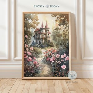 Charming Enchanted Forest Castle Art Print | Fantasy Art Wall Decor | Fairytale Scenery Printable Art JPG | Digital Download