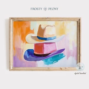 Stylish Cowboy Hats Art Print | Rustic Western Wall Decor | Charming Minimalist Western Printable Art JPG | Digital Download