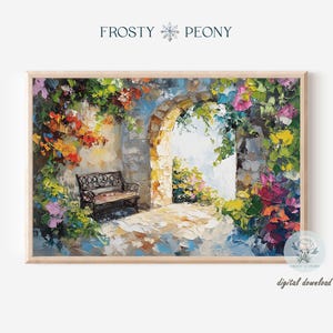 Charming Mediterranean Archway Art Print | Floral Courtyard Wall Art | Cozy Mediterranean Patio Printable Art | Digital Download