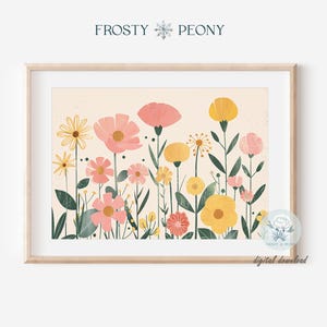 Colorful Wildflower Gardens Art Print | Vibrant Spring Floral Wall Art |  Charming Garden Printable Art JPG | Digital Download