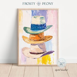 Rustic Cowboy Hats Art Print | Rustic Western Wall Decor | Charming Minimalist Western Printable Art JPG | Digital Download