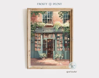Vintage Bookstore Art Print: Cozy Bookshop Literary Book Nook Reading Poster (Digital Download)