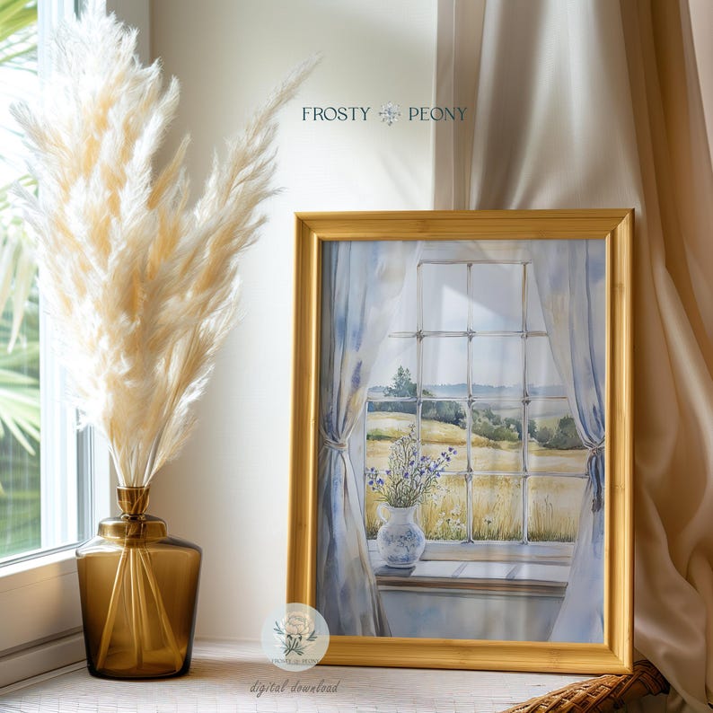 Farmhouse Window View Art Print: Rustic Fall Autumn Countryside ...
