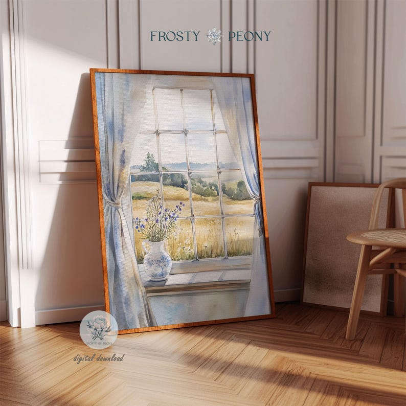 Farmhouse Window View Art Print: Rustic Fall Autumn Countryside ...
