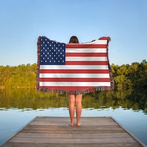 Patriotic American Flag Throw blanket, USA Home Decor, Fourth of July Gift, Memorial Day Blanket, Americana Tapestry, flag alternative