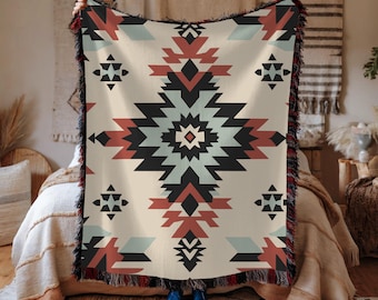 Geometrische gewebte Decke, Navajo Kunstüberwurf