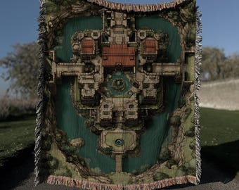 RPG Fortress Moat Woven Blanket, Geeky Dungeon Decor