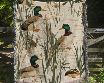 Coperta in cotone intrecciato "Stagione delle anatre" / Decorazione da caccia / Decorazione per esterni