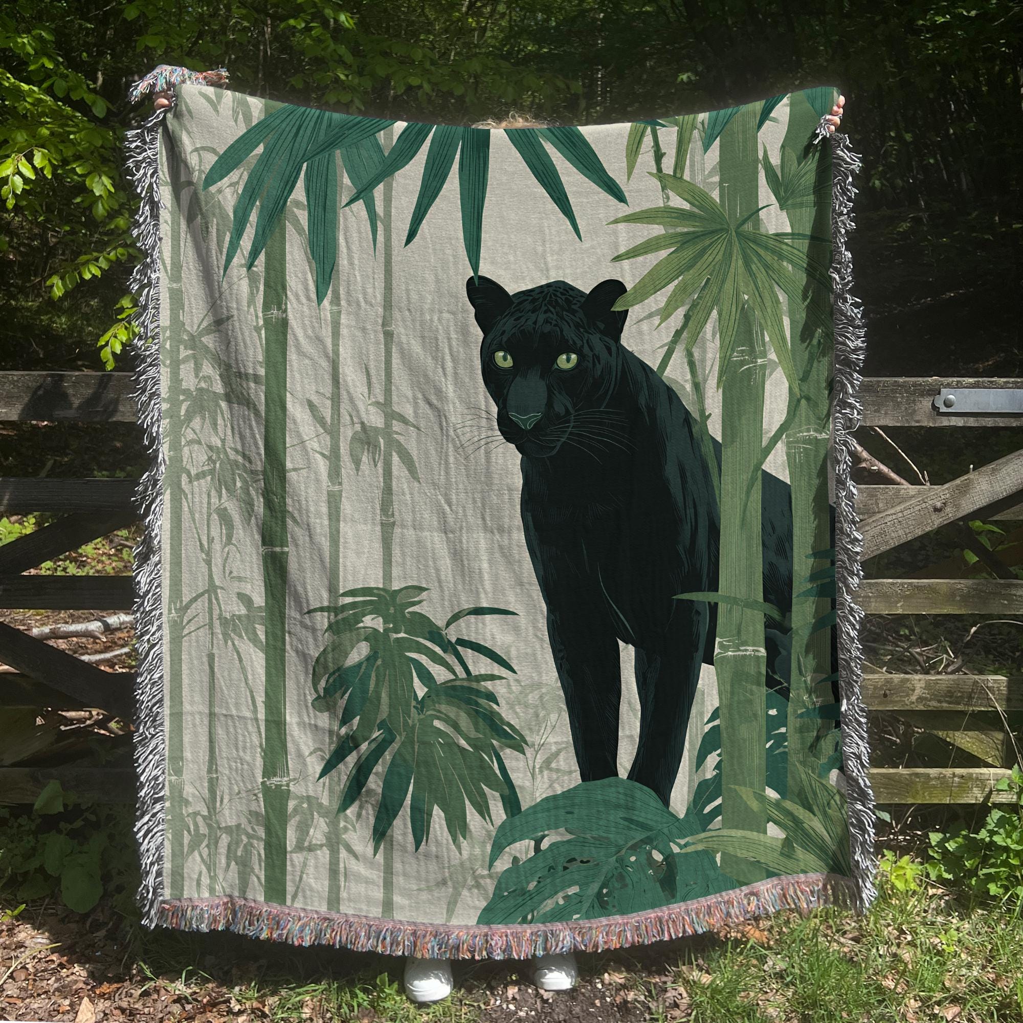 Tropical Jungle Art Woven Blanket | Black Panther | Mid Century Style Decor  - Etsy Australia