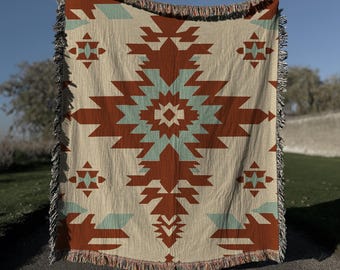 Gewebte Decke, brauner Südwesten geometrisch, Navajo inspiriert