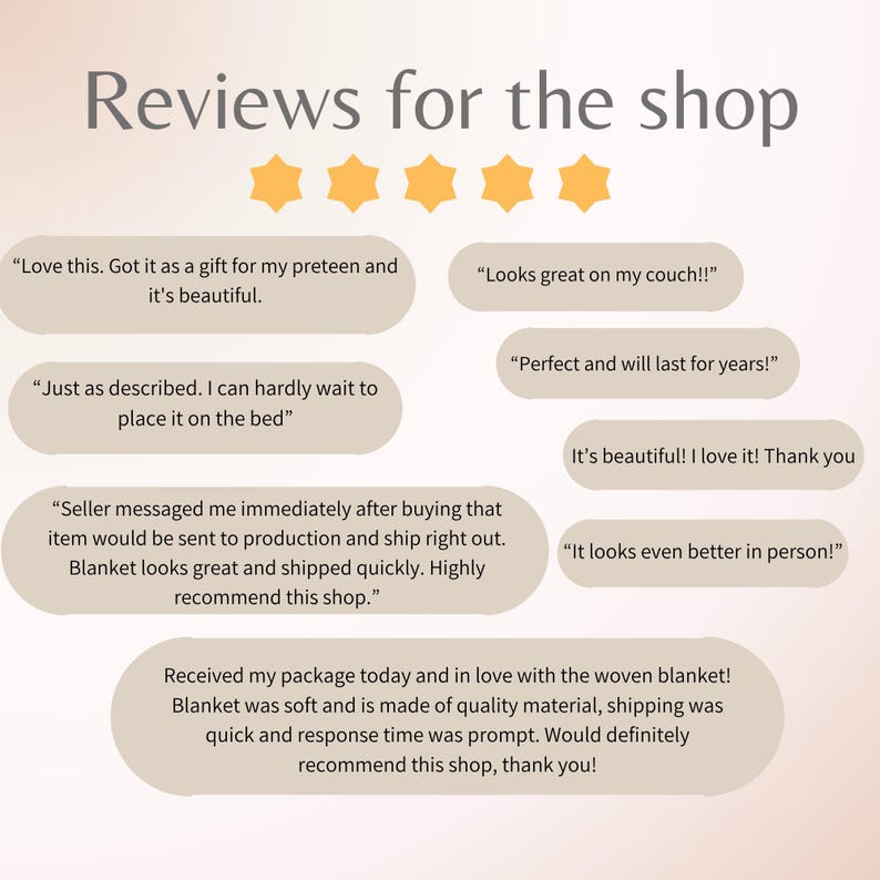 May include: Image displaying customer reviews for a shop, featuring text bubbles with positive feedback. The reviews include phrases like "Love this," "Looks great," and "Perfect." Gold star icons are present above the reviews, indicating high ratings.