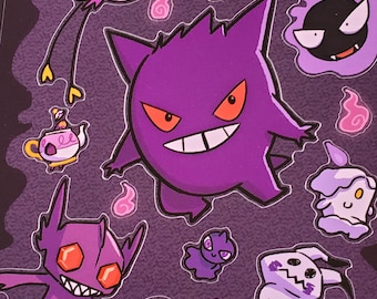 Ghost Pokemon Sticker Sheet