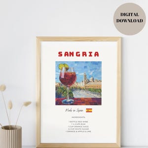 Sangria, Sangria Print, Sangria Printable Wall Art, Alcohol Print, Kitchen Print, Wall Art, Cocktail Printable, Cocktail Wall Art, Bar Decor