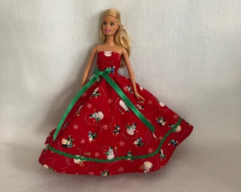 EVENING W ~ DRESS ~ MODEL MUSE BARBIE DOLL HOLIDAY RED GOLD TULLE RIBBON GOWN