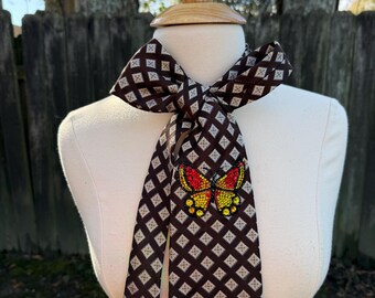 Retro butterfly Rhinestone Tie