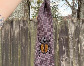Horned beetle Rhinestone Tie