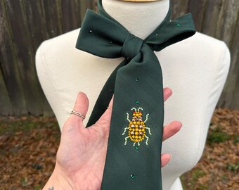 Beetle Rhinestone Green Tie