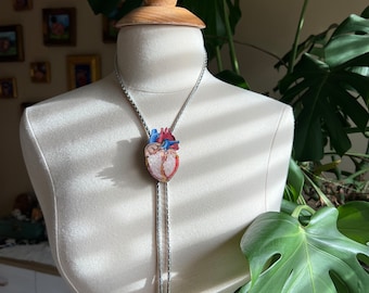 Heart crystal bolo tie