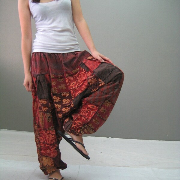 Patchwork harem pant