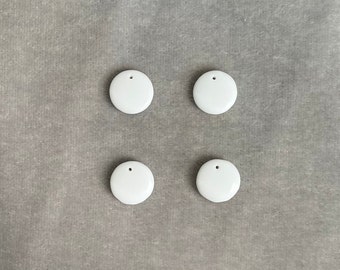Japanese Vintage Flat White Circle Glass Beads 1950s