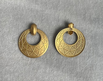 Filled Circle Hoop, Patterned Brass - Jewelry Finding