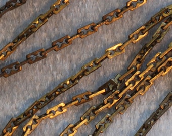 Vintage Brass Square Link Chain - Chain By The Foot - Bronze Patina Jewelry Supply