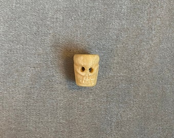 Antique Carved Bone Skull Beads - Two Horn Jewelry Findings