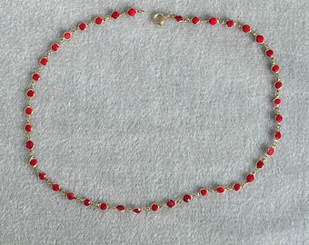 Bezel Set Red Bead Necklace - Jewelry Supply