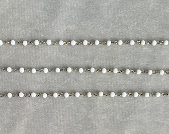 Japanese Vintage White Circle Lucite Bead Chain 1950s