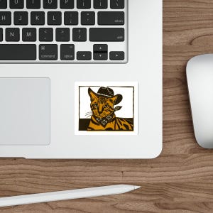Cowboy Cat Die-Cut Stickers, Fun Decor for Laptop, Water Bottle, Gift for Cat Lovers, Cute Sticker for Planner, Birthday Party Favors