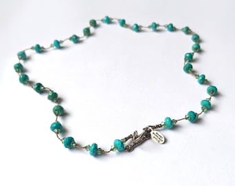 Margo Morrison NYC designer necklace turquoise stones sterling silver clasp
