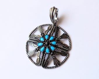Carolyn Pollack Relios American West Sleeping Beauty Turquoise Necklace Pendant Sterling Silver 925