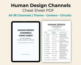 Hoja de referencia de los 36 canales de Diseño Humano (PDF imprimible) (Descarga digital)