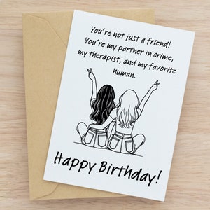 Carte d'anniversaire drôle de meilleur ami, cadeau d'anniversaire BFF mignon, carte numérique imprimable, carte de joyeux anniversaire, carte de citations d'amitié, carte de célébration