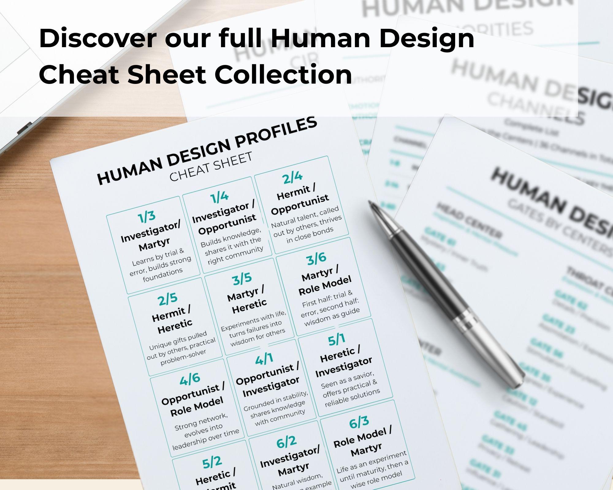 Profile Chart Example Human Design All 12 Profiles Cheat Sheet Line 1-6 Printable Chart (PDF ...