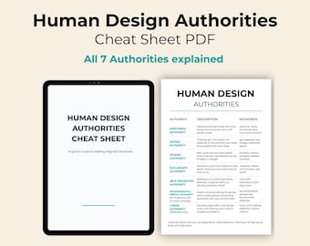 Hoja de referencia de las 7 autoridades del Diseño Humano (PDF imprimible, descarga instantánea)