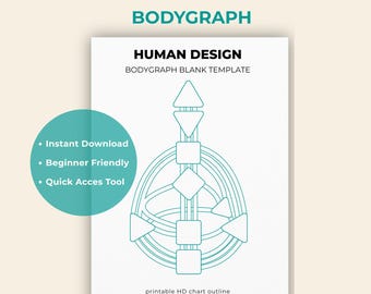 Human Design Bodygraph Chart Printable | Digital Download HD Study Tool | Self-Discovery Template