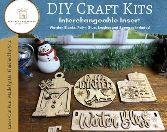 Adult Craft Kit to Paint Yourself, Christmas Craft for Womens Craft Night, Gift for Friend, Interchangeable DIY Craft Kit, Winter Craft Kit