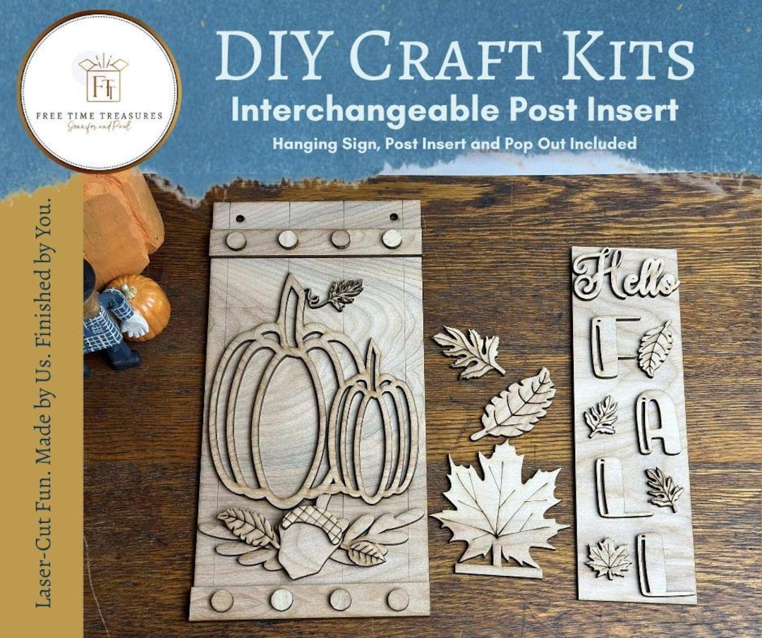 Hello Fall Craft Kit Hello Fall Interchangeable DIY Craft Kit, Unfinished Wood - Etsy