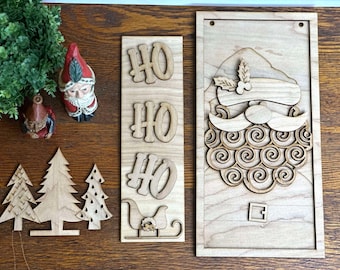 Ho Ho Ho, Santa, Sleigh, Trees, Christmas, Interchangeable Post DIY Craft Kit, Paint Your Own, Paint Party, Girl's Night, DIY Paint Kit