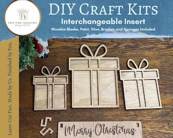 Merry Christmas, Unfinished Wooden Craft Kit for Adults Craft Night, DIY Party Craft Painting Kit, DIY Craft Kit, Creative Party Activity