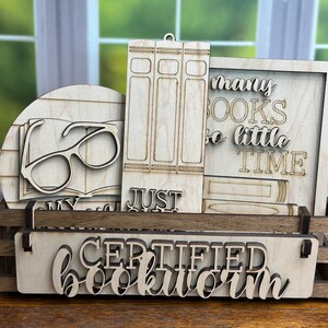 bookish sign painting kit, book lover gift for women, DIY paint party kit, unfinished wood bookshelf decor, book club craft kits for adults DIY Kit with Crate