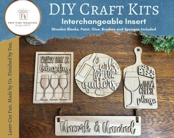 Uncork and Unwind, Wine Lover DIY Craft Kit, Home Decor, Adult Crafting Activity, Gift for Wine Enthusiasts, Creative Adult DIY Craft Kit