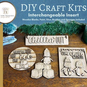 Creative Party Painting Kit, Winter Theme, Unfinished Wooden Set for Adults, Fun Craft Project, DIY Craft Kit, diy craft kits for adults