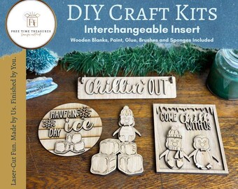 Creative Party Painting Kit, Winter Theme, Unfinished Wooden Set for Adults, Fun Craft Project, DIY Craft Kit, diy craft kits for adults