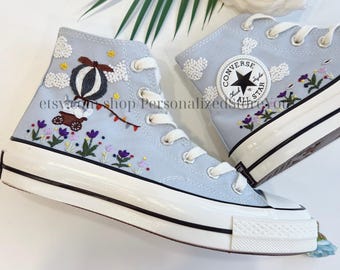 Embroidered Converse Sneakers: Custom Floral Garden Design