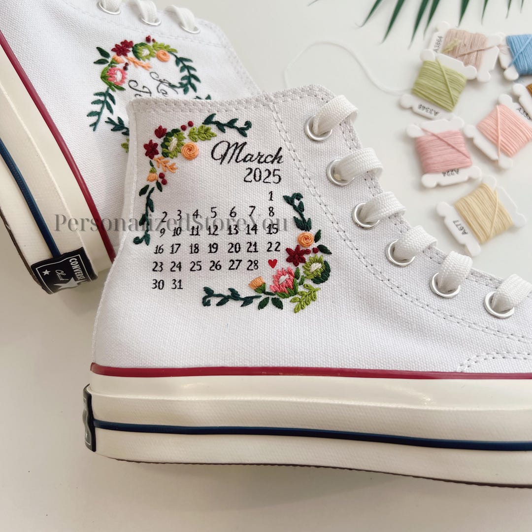 Personalisierte bestickte Hochzeit Chuck Taylor 1970er Jahre